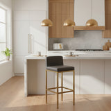 Orsina Bar Chair in Black with Gold Metal Frame for Modern Kitchen Bar Seating