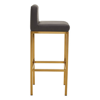 Orsina Bar Chair with a Grey Upholstered Seat and Gold Metal Frame for Stylish Bar Seating