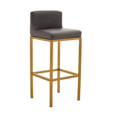 Orsina Bar Chair in Grey Upholstery with Gold Metal Frame for Modern Interiors