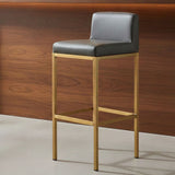 Orsina Bar Chair with a sleek grey seat and gold metal frame for modern bar seating