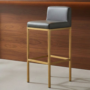 Orsina Bar Chair with a sleek grey seat and gold metal frame for modern bar seating