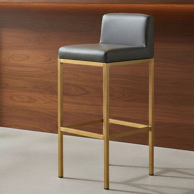 Orsina Bar Chair with a sleek grey seat and gold metal frame for modern bar seating