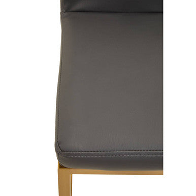 Orsina Bar Chair with sleek grey leather seat and elegant gold frame for stylish bar seating