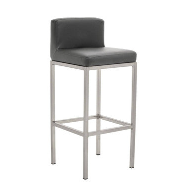 Orsina Bar Chair with Grey Leather Seat and Sleek Metal Frame for Stylish Kitchen or Dining Areas