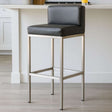 Orsina Bar Chair with Black Faux Leather Seat and Stainless Steel Frame for Modern Interiors