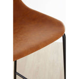 Orsina Bar Chair with a sleek brown faux leather seat and black metal frame for modern bar seating