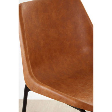 Orsina Bar Chair with a modern design and faux leather seat in warm brown tone