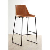 Orsina Bar Chair with a Leather Seat and Sleek Black Metal Frame for Stylish Dining Spaces