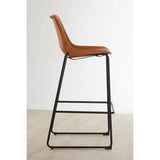 Orsina Bar Chair with a Brown Leather Seat and Black Metal Frame, Ideal for Modern Bar Seating