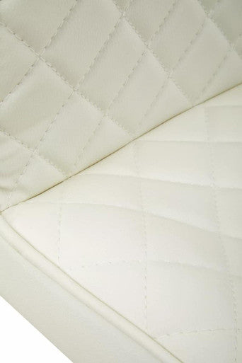 Close-up of Orsina Bar Chair featuring a quilted cream upholstery for stylish seating