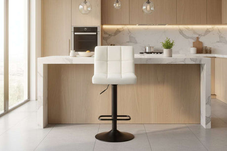 Orsina Bar Chair in white with adjustable height, perfect for modern kitchen bar seating