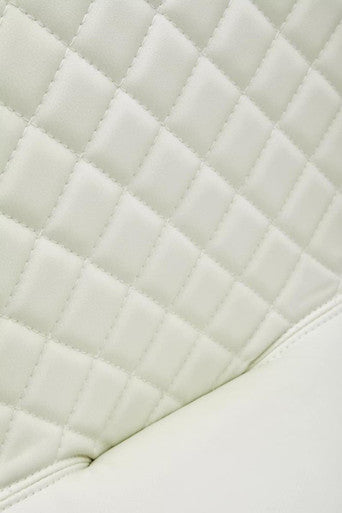 Close-up of the Orsina Bar Chair featuring a quilted synthetic leather finish in soft cream colour