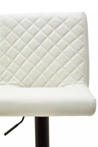Orsina Bar Chair with a quilted white faux leather seat for stylish bar seating
