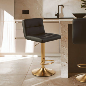 Orsina Bar Stool with Black Seat and Gold Base for Stylish Kitchen Seating