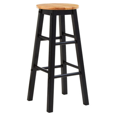 Orsina Bar Stool with a wooden top and black metal frame for stylish bar seating