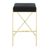 Orsina Bar Stool with a Black Cushioned Seat and Elegant Gold Frame