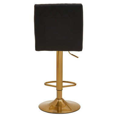 Orsina Bar Stool with a Black Quilted Seat and Gold Adjustable Base for Stylish Seating