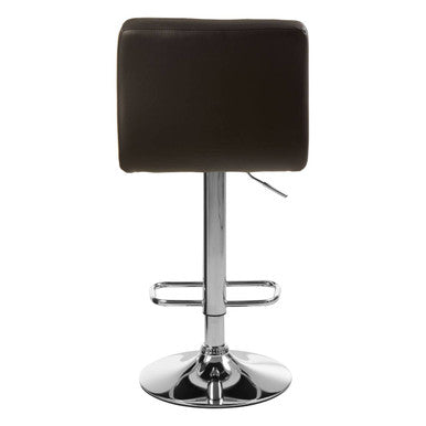 Orsina Bar Stool in dark brown with a chrome base and adjustable height for modern bar seating