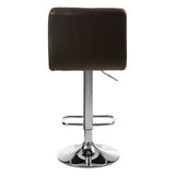 Orsina Bar Stool in dark brown with a chrome base and adjustable height for modern bar seating