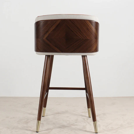 Nisu Home Stylish Bar Stool with a Walnut Finish and Elegant Upholstered Seat