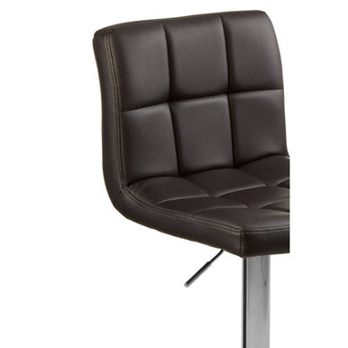 Orsina Bar Stool with a stylish quilted black leather seat and sturdy chrome base