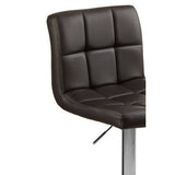 Orsina Bar Stool with a stylish quilted black leather seat and sturdy chrome base