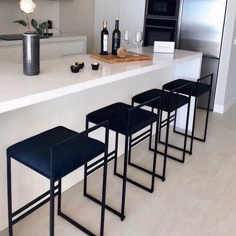 Modern Nisu Home Bar Stools in Black with Sleek Metal Frame for Stylish Kitchens