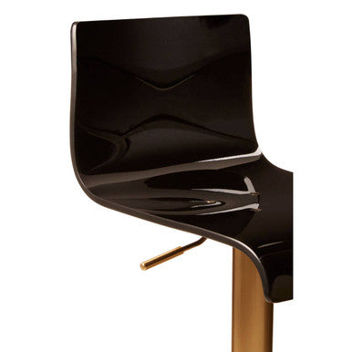 Orsina Modern Bar Stool with Glossy Black Finish and Adjustable Height Mechanism