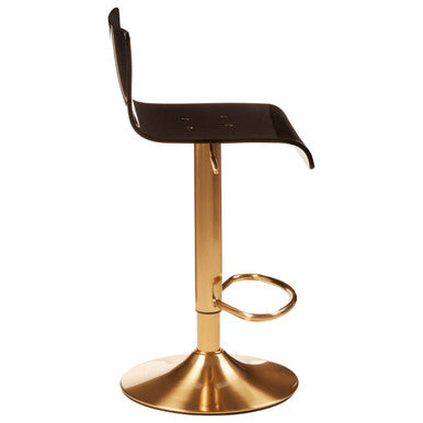 Orsina Bar Stool with Sleek Black Seat and Stylish Gold Base for Modern Interiors