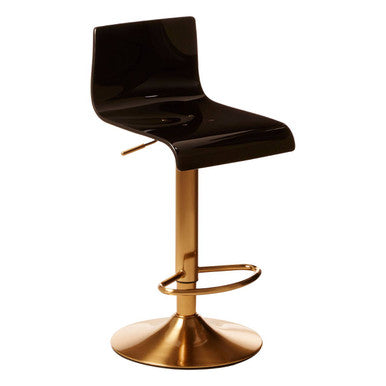 Orsina Modern Bar Stool with Black Glossy Seat and Gold Base for Stylish Bar Seating