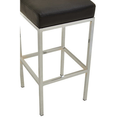 Orsina Bar Stool with Black Cushioned Seat and Sleek Silver Metal Frame