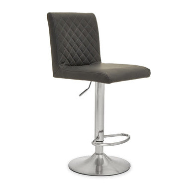 Orsina Adjustable Bar Stool with Quilted Black Upholstery and Chrome Base for Modern Interiors