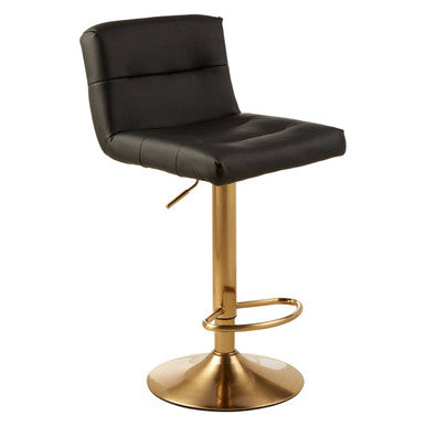 Orsina Bar Stool in black with adjustable height and gold base for stylish seating