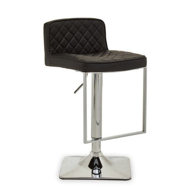 Orsina Bar Stool with Quilted Black Upholstery and Adjustable Chrome Base for Stylish Seating