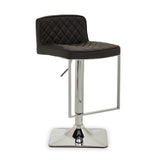 Orsina Bar Stool with Quilted Black Upholstery and Adjustable Chrome Base for Stylish Seating
