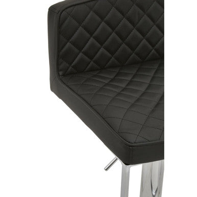 Orsina Bar Stool with Black Diamond-Quilted Upholstery and Chrome Base for Stylish Seating