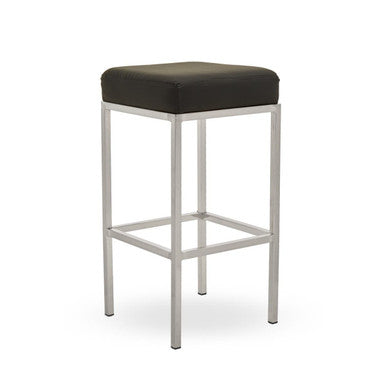 Orsina Bar Stool with a minimalist design featuring a black padded seat and sturdy metal frame