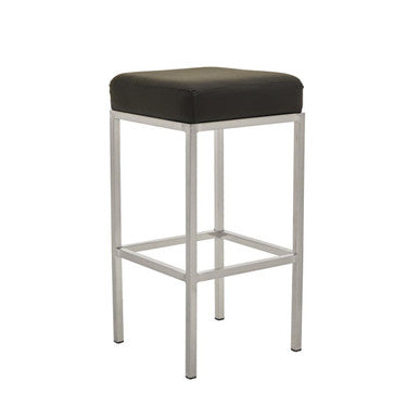 Orsina Bar Stool with a sleek silver frame and padded black seat for modern bar seating