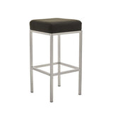 Orsina Bar Stool with a sleek silver frame and padded black seat for modern bar seating