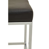 Orsina Bar Stool with a sleek black leather seat and modern chrome frame