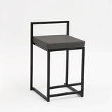 Nisu Home Black Bar Stool with a Comfortable Cushion for Modern Home Decor