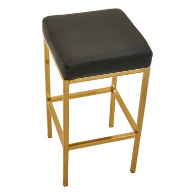 Orsina Bar Stool with a sleek black seat and gold metal frame for stylish bar seating