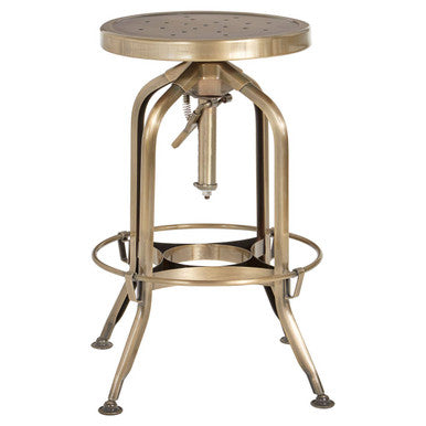 Orsina Adjustable Bar Stool in Antique Finish with Vintage Industrial Design
