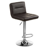 Orsina Bar Stool in brown leather with adjustable chrome base and modern design