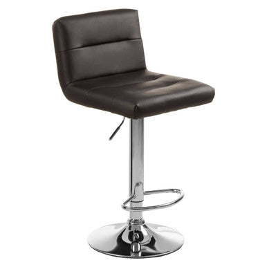 Orsina Bar Stool in brown leather with adjustable chrome base and modern design