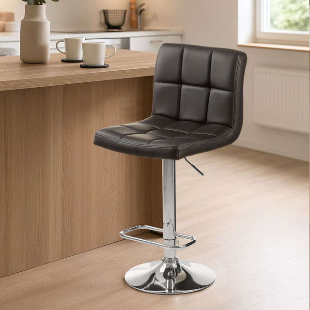 Orsina Bar Stool with Stylish Brown Upholstery and Adjustable Height for Modern Kitchens