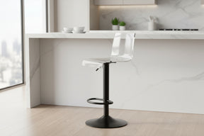 Orsina Bar Stool with Transparent Seat and Adjustable Height for Modern Kitchen Spaces