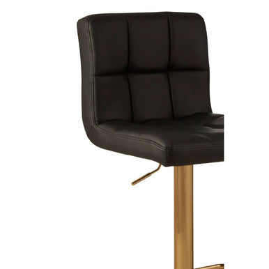 Orsina Black Bar Stool with Adjustable Height and Stylish Gold Base, Perfect for Modern Interiors