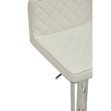 Orsina Bar Stool with Quilted White Faux Leather Seat and Chrome Base for Modern Interiors