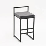 Nisu Home Bar Stool with Black Metal Frame and Grey Cushion for Modern Interiors